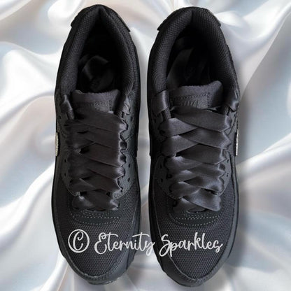Custom Nike Air Max 90 Black Luxury Crystal Sparkle Ladies Trainers