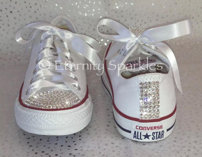 Custom Converse White Luxury Crystal Sparkle Bridal Trainers