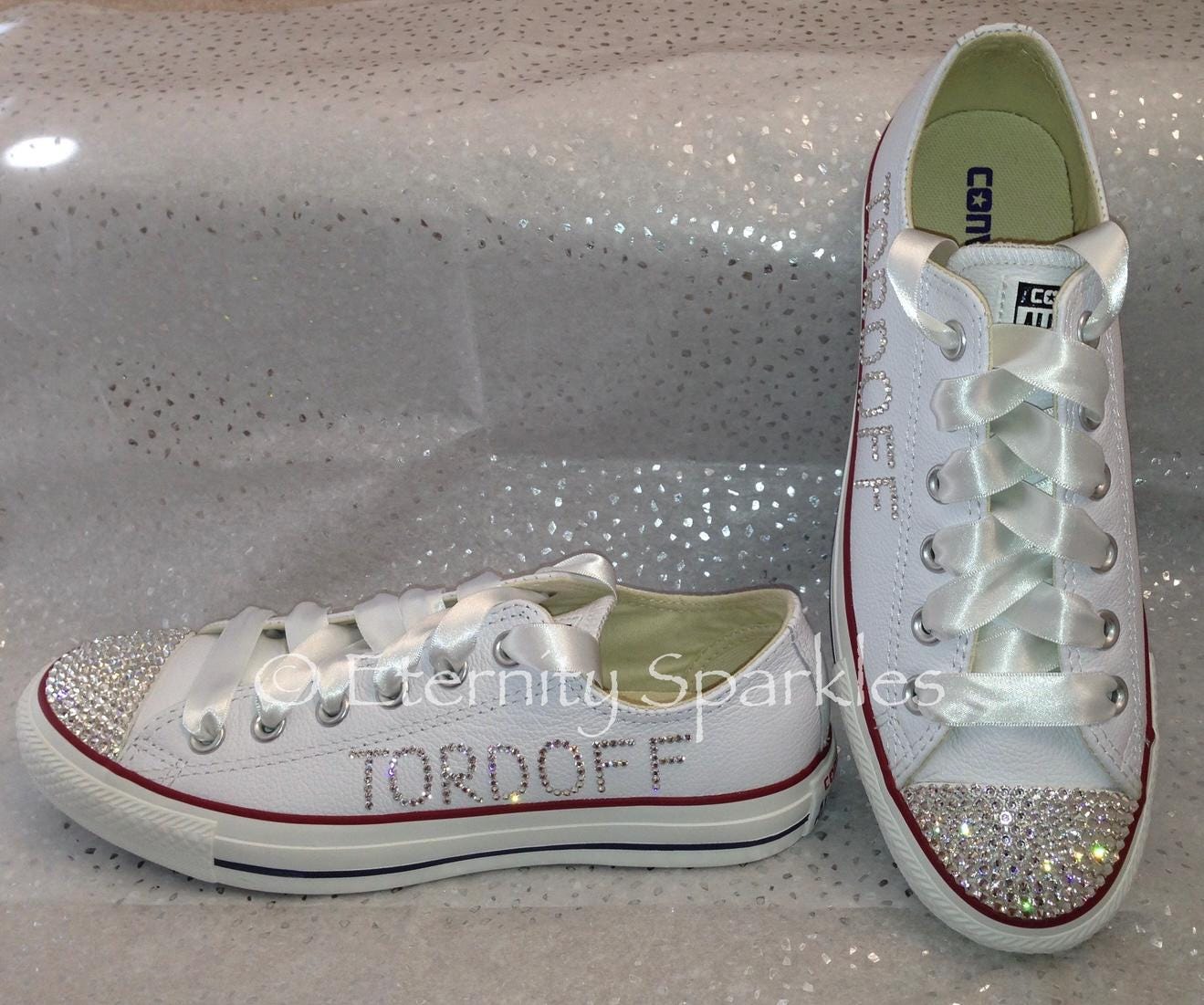 Custom Converse White Luxury Crystal Sparkle Bridal Trainers