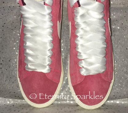 Custom Nike Blazer Rose Pink Suede Luxury Crystal Sparkle Ladies Trainers