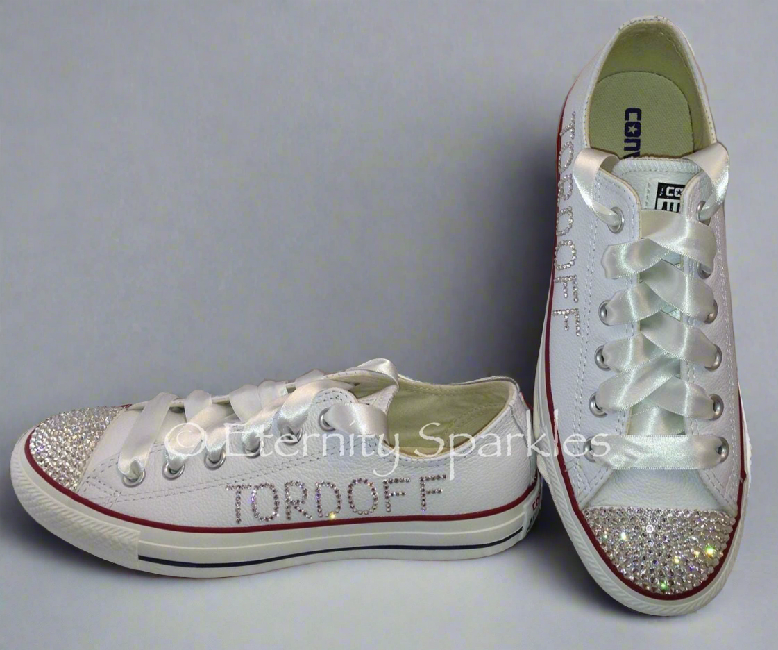Custom Converse White Luxury Crystal Sparkle Bridal Trainers