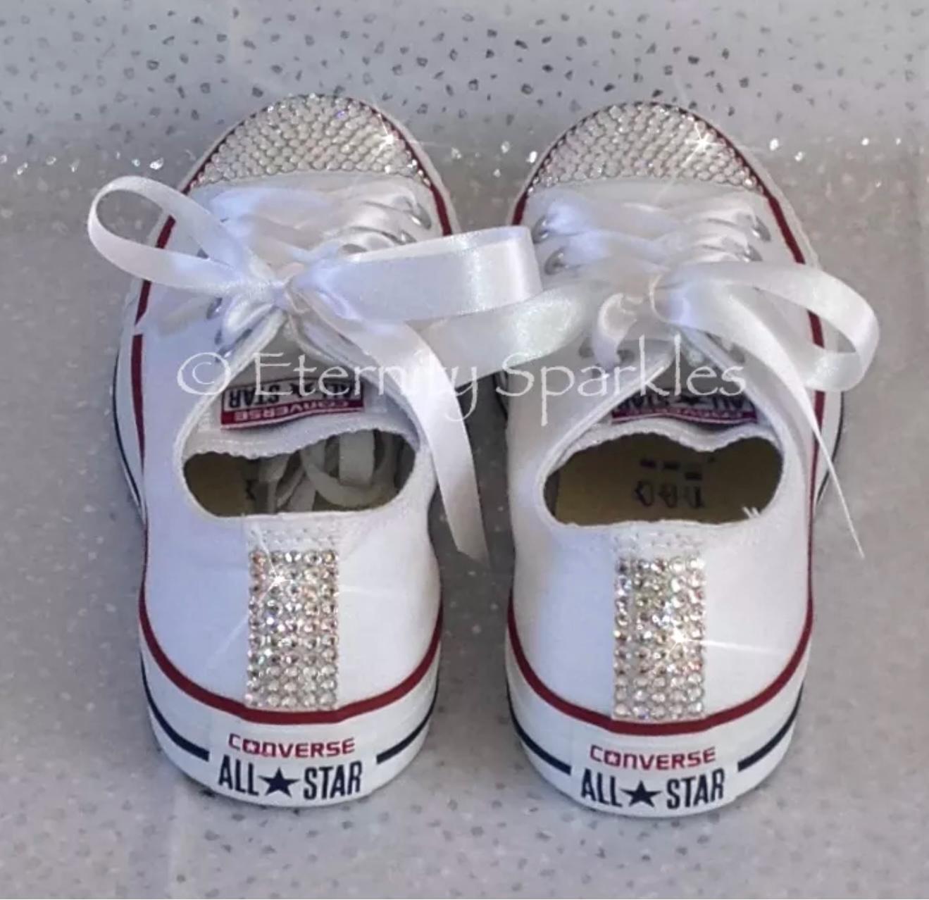 Custom Converse White Luxury Crystal Sparkle Bridal Trainers