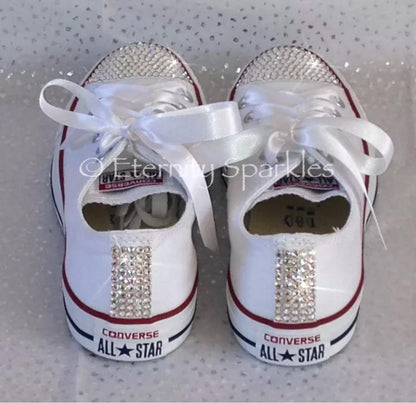 Custom Converse White Luxury Crystal Sparkle Bridal Trainers