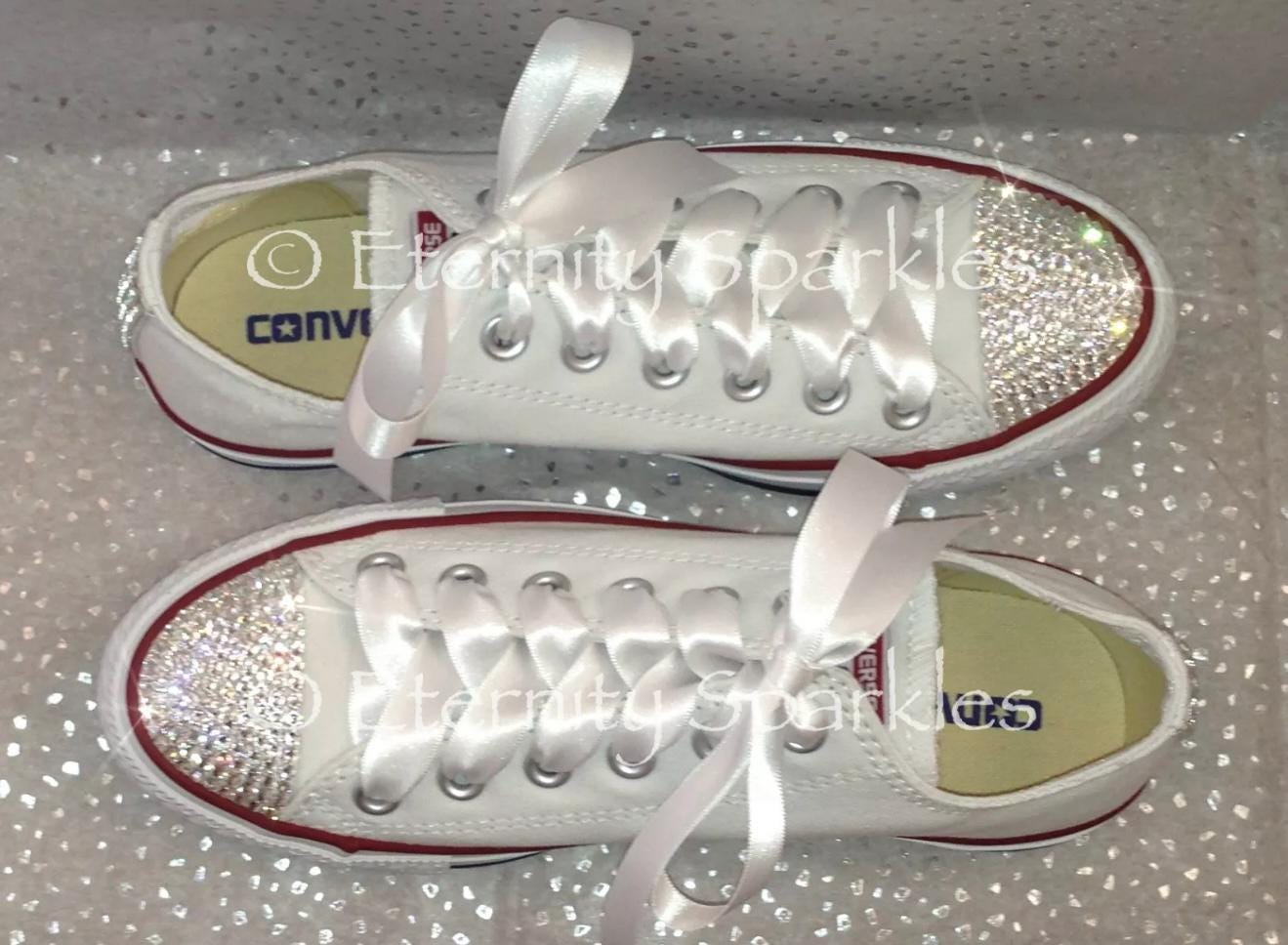 Custom Converse White Luxury Crystal Sparkle Bridal Trainers