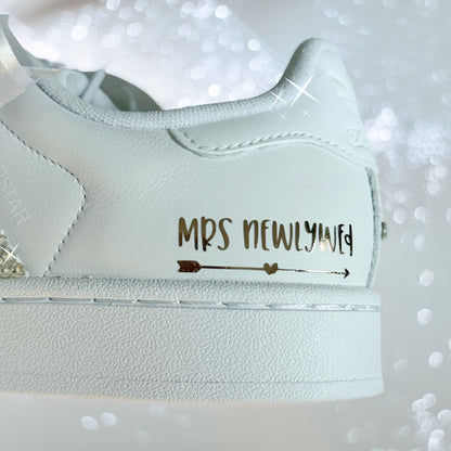 Custom White Adidas Superstar Luxury Crystal Sparkle Personalised Bridal Trainers