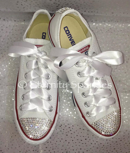 Custom Converse White Luxury Crystal Sparkle Bridal Trainers