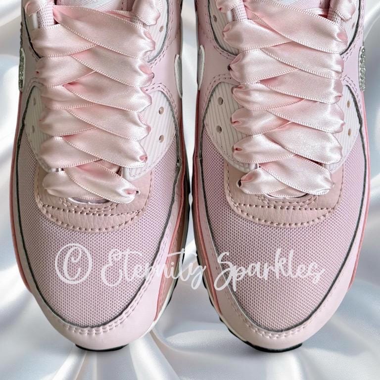 Custom Nike Air Max 90 Blush Pink Luxury Crystal Sparkle Ladies Trainers