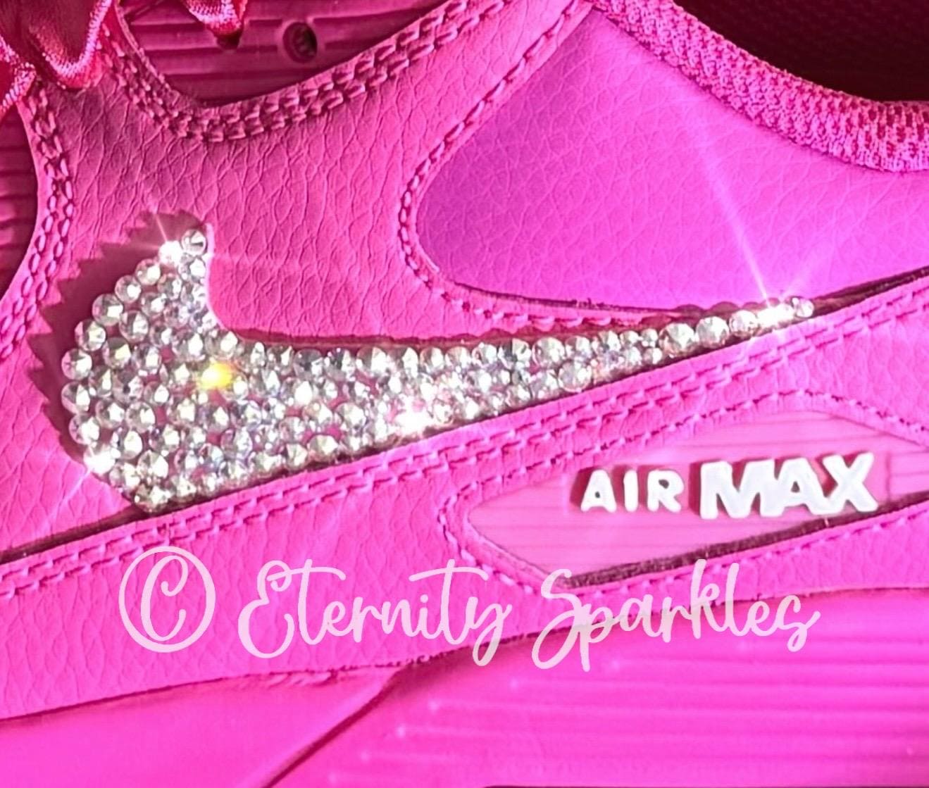 Custom Nike Air Max 90 Hot Pink Luxury Crystal Sparkle Trainers