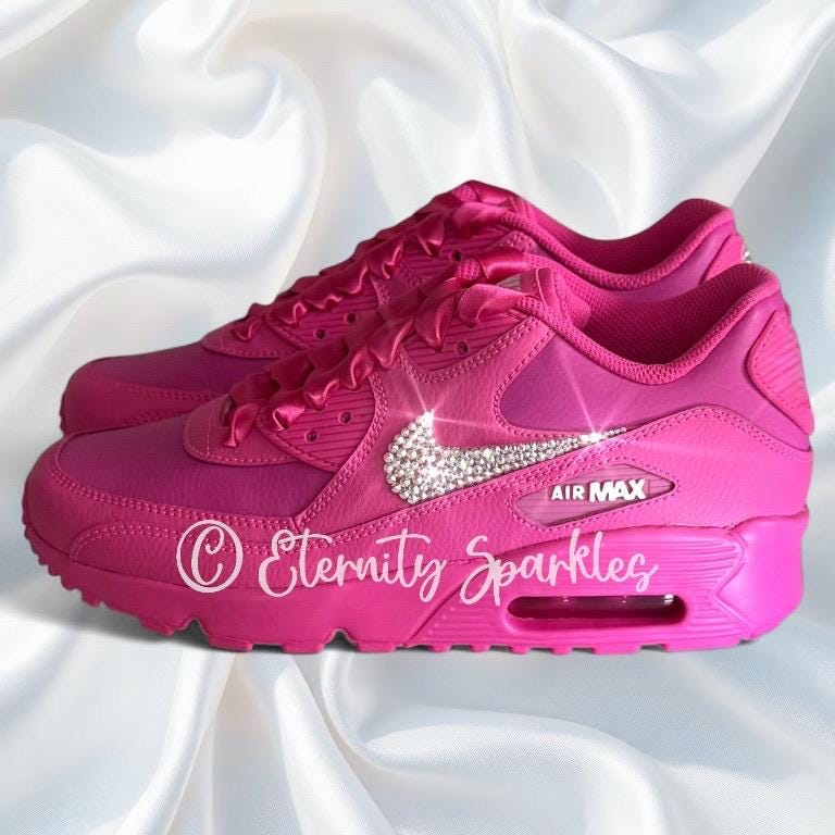 Custom Nike Air Max 90 Hot Pink Luxury Crystal Sparkle Trainers