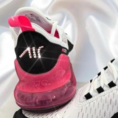Custom Nike Air Max 270 White, Pink, Black Luxury Crystal Sparkle Trainers