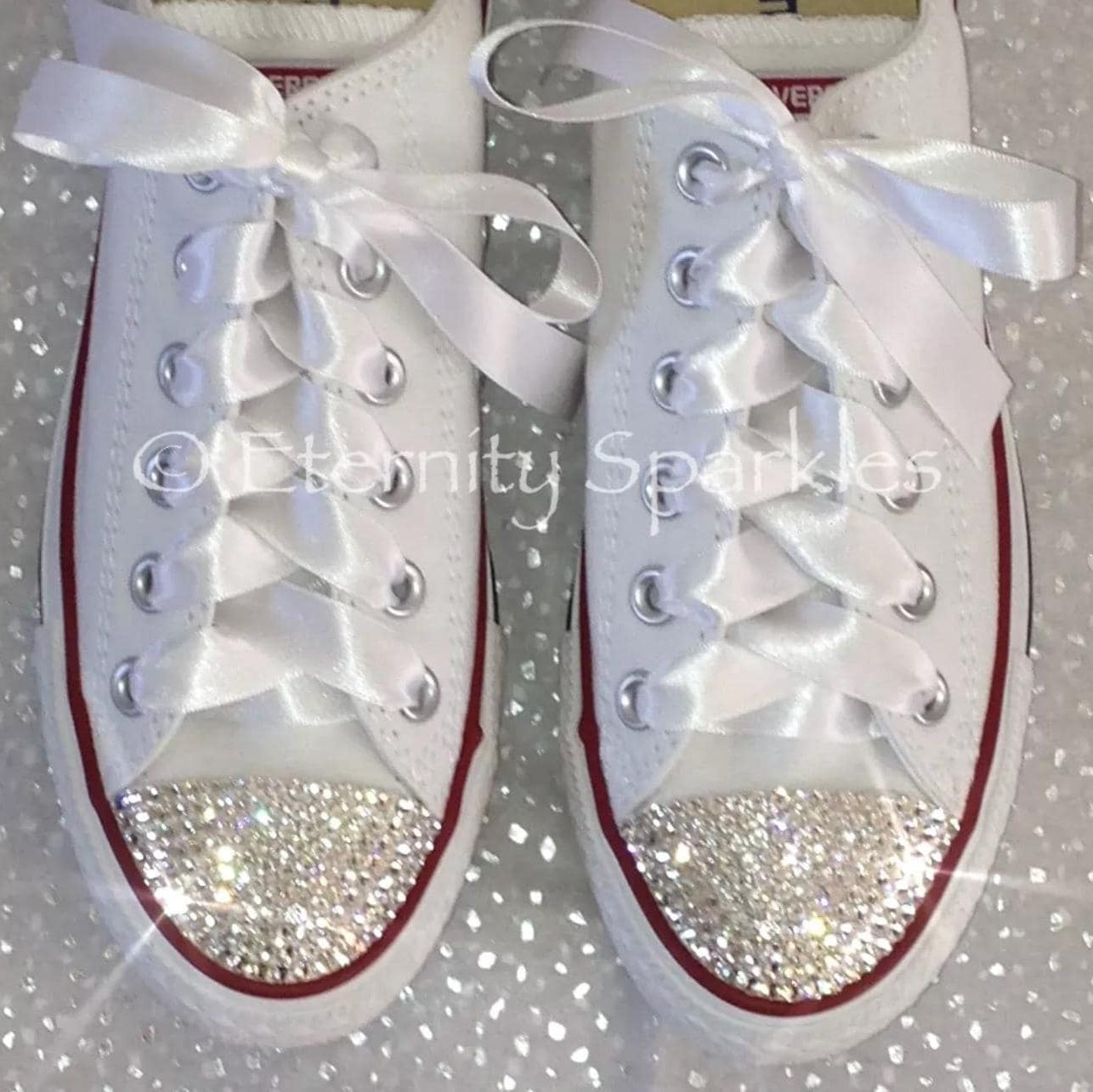 Custom Converse White Luxury Crystal Sparkle Bridal Trainers