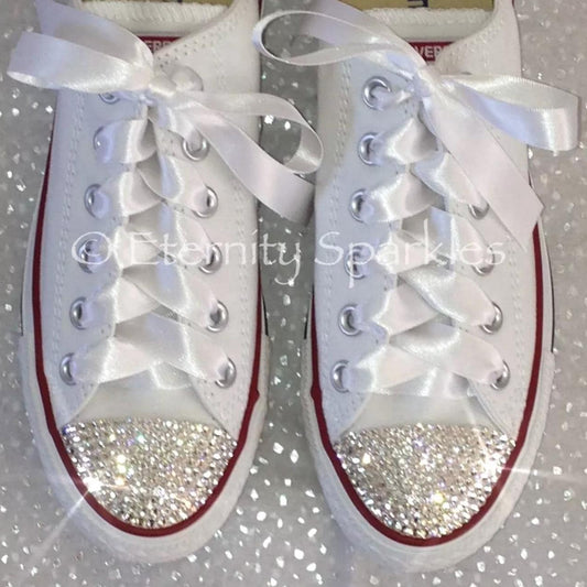 Custom Converse White Luxury Crystal Sparkle Bridal Trainers