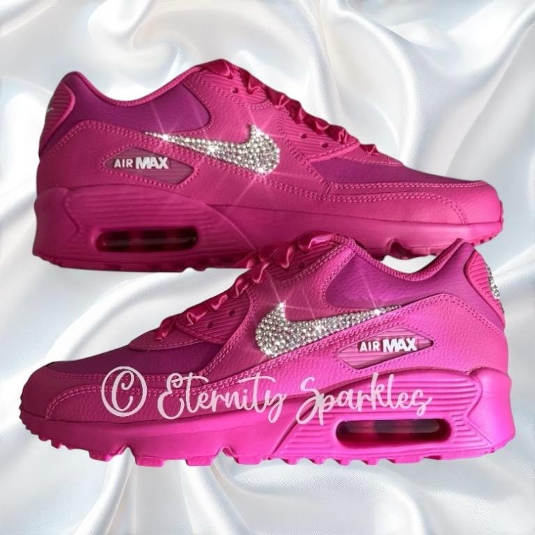 Custom Nike Air Max 90 Hot Pink Luxury Crystal Sparkle Trainers