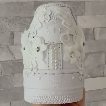 Custom Nike Air Force 1 AF1 White Personalised Luxury Lace Bridal Trainers